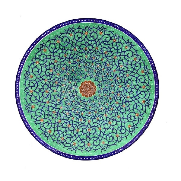 Green Minakari Plate | handmade Plate design | Iranian Minakari | Persian crafts
