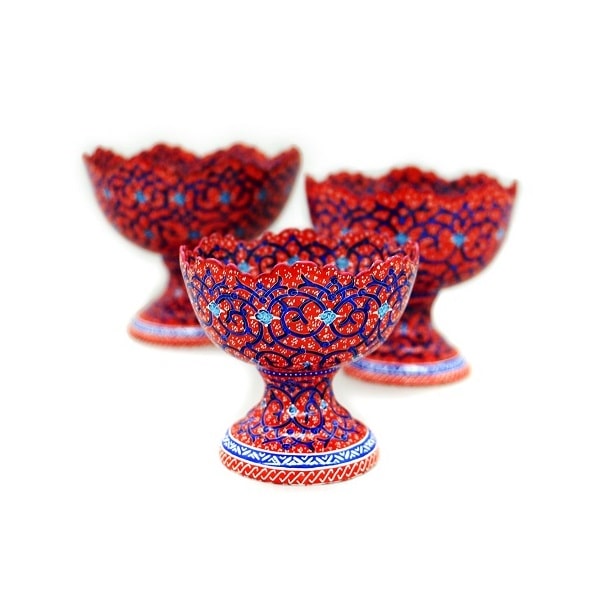Red Minakari Nuts Bowls | handmade Nuts Bowls design | Iranian Minakari | Persian crafts