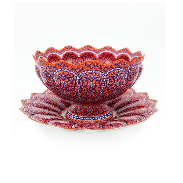 Red Minakari Bowl | handmade Bowl design | Iranian Minakari | Persian crafts