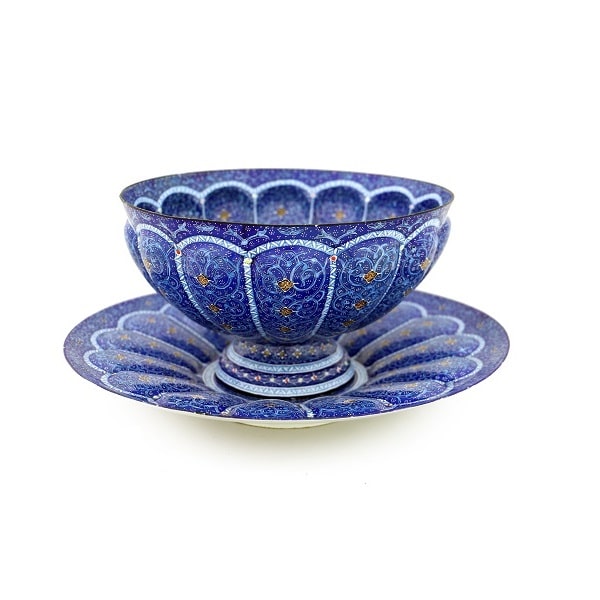 Blue Minakari Bowl | handmade Bowl design | Iranian Minakari | Persian crafts