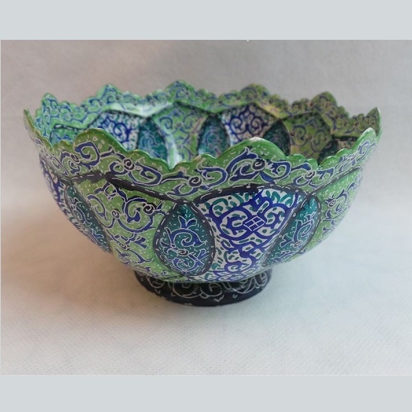 Green Minakari Bowl | handmade Bowl design | Iranian Minakari | Persian crafts
