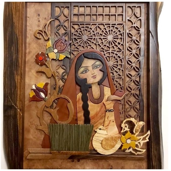 Brown Moaraq Tableau | Iranian Tableau | traditional handmade Tableau | Persian handprinted