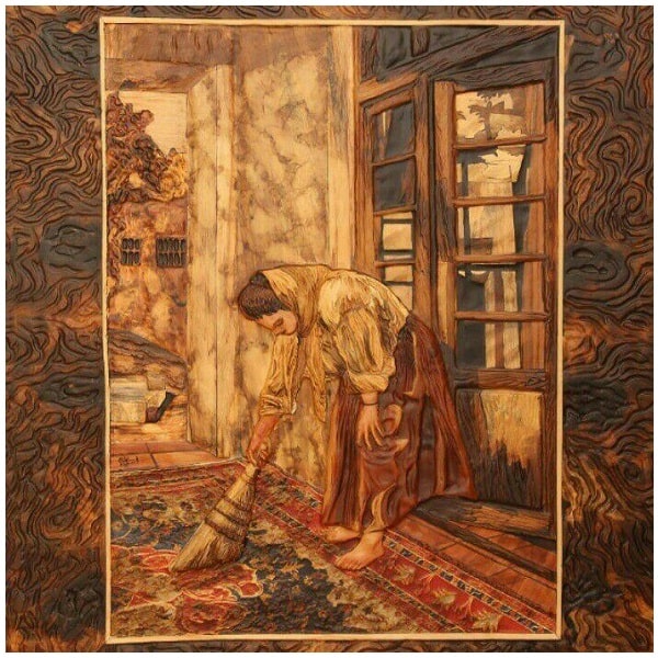 Brown Moaraq Tableau | handmade Tableau design | Iranian Moaraq | Persian crafts