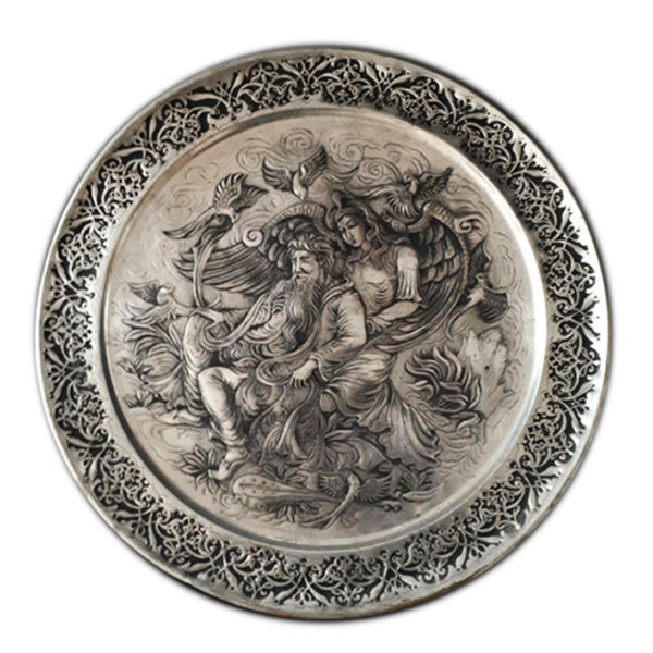 Gray Ghalamzani Plate | Iranian Plate | traditional handmade Plate | Persian handprinted