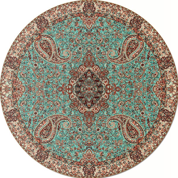 Blue Termeh Round-Tablecloth | handmade Round-Tablecloth design | Iranian Termeh | Persian crafts