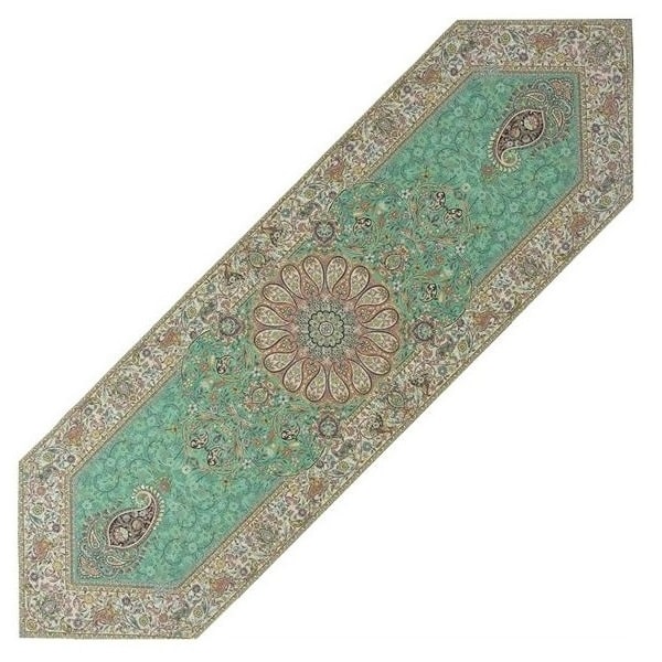 Green Termeh Table-Runner | handmade Table-Runner design | Iranian Termeh | Persian crafts