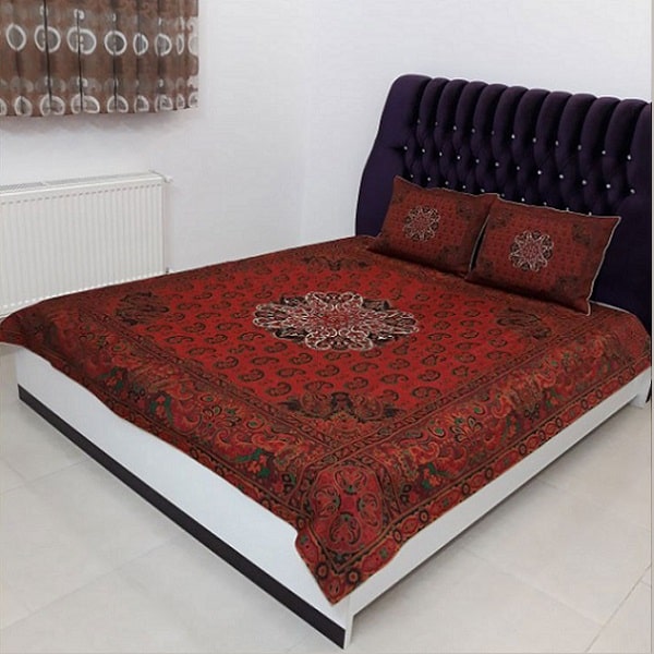 Red Termeh Bedspread | handmade Bedspread design | Iranian Termeh | Persian crafts