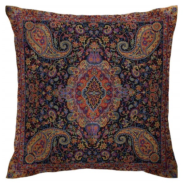 Black Termeh Pillow Cover | Iranian Pillow Cover | traditional handmade Pillow Cover | Persian handprinted