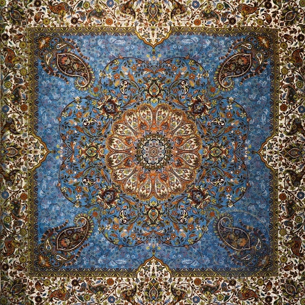 Blue Termeh Tablecloth | handmade Tablecloth design | Iranian Termeh | Persian crafts
