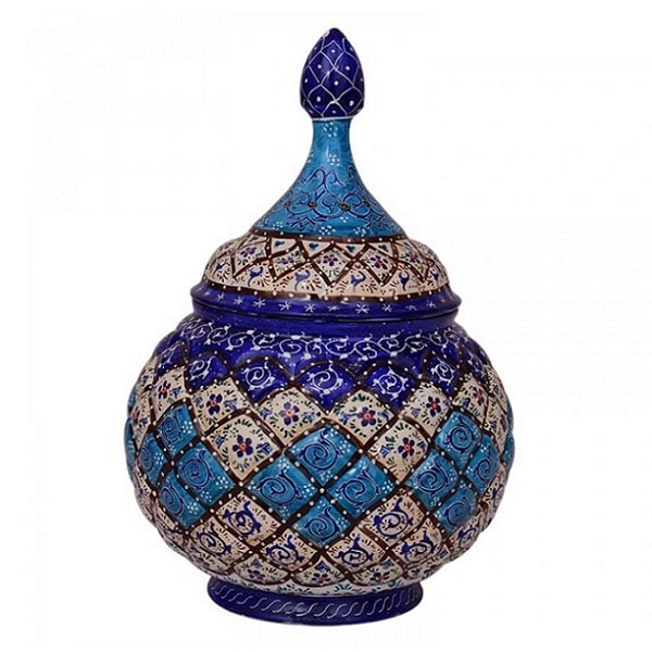 Blue Minakari Sugar Bowl | handmade Sugar Bowl design | Iranian Minakari | Persian crafts