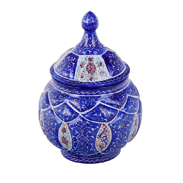 Blue Minakari Sugar Bowl | handmade Sugar Bowl design | Iranian Minakari | Persian crafts