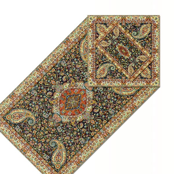 Black Termeh Prayer Mat | handmade Prayer Mat design | Iranian Termeh | Persian crafts