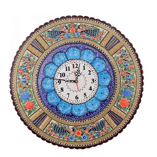 Isfahan Minakari Wall Clock | Persian Enameling Art Code74-2-4