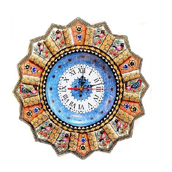 Isfahan Minakari Wall Clock | Persian Enameling Art Code74-2-0