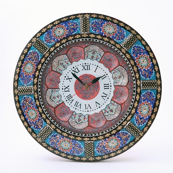 Isfahan Minakari Wall Clock | Persian Enameling Art Code75-8-0
