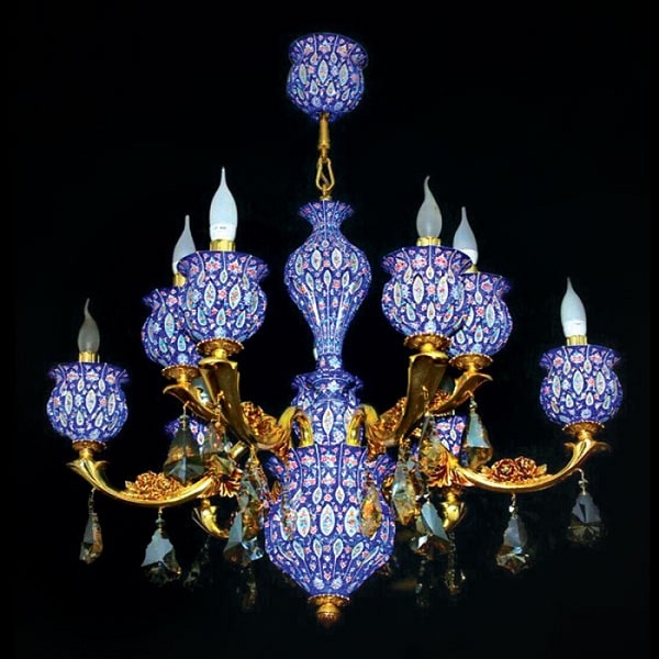 Blue Minakari Lights | handmade Lights design | Iranian Minakari | Persian crafts