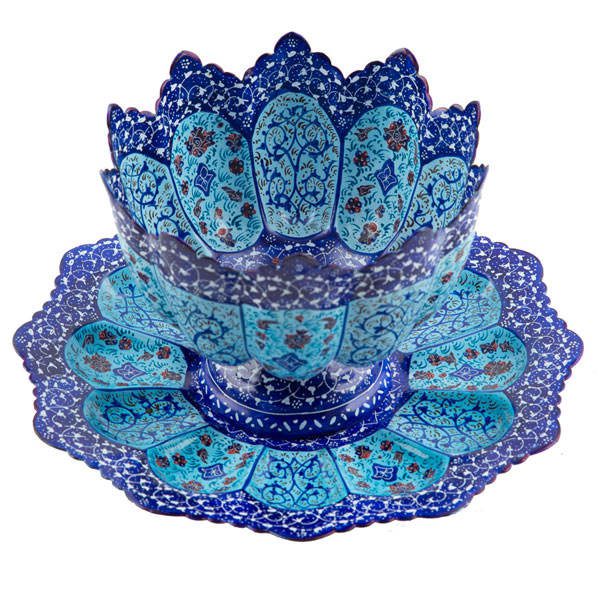Blue Minakari Bowl | handmade Bowl design | Iranian Minakari | Persian crafts