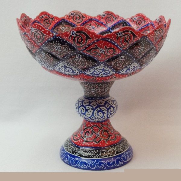 Red Minakari Compote | handmade Compote design | Iranian Minakari | Persian crafts