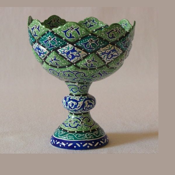 Green Minakari Compote | handmade Compote design | Iranian Minakari | Persian crafts
