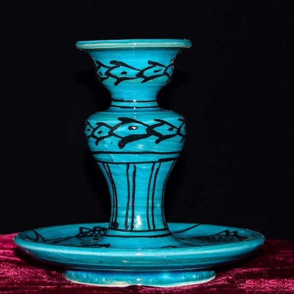 Blue Pottery Candle Holder | handmade Candle Holder design | Iranian Pottery | Persian crafts