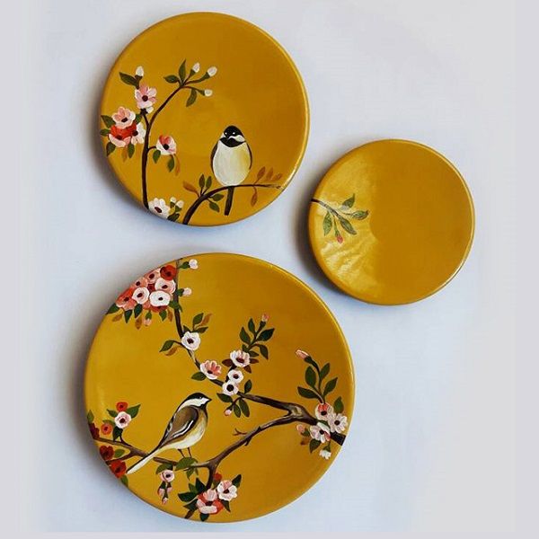 Yellow Pottery Plate | handmade Plate design | Iranian Pottery | Persian crafts