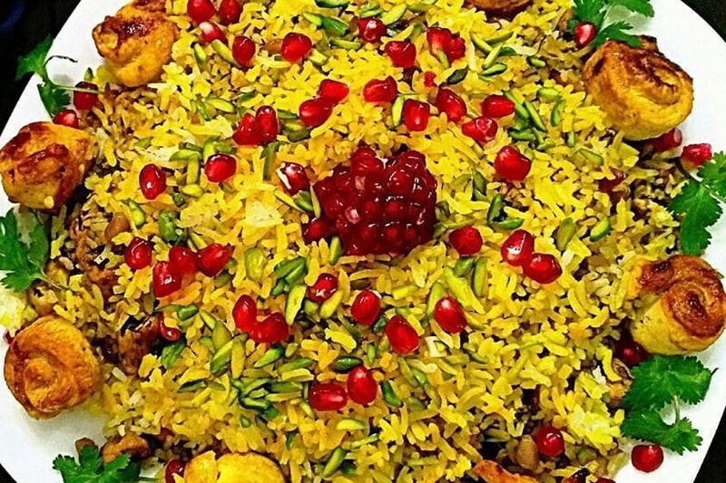 Iranian Foods Pomegranate Pilaf | What to eat in Abadeh
