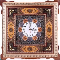 Khatam Wall Clock | Persian Wood inlaid Marquetry